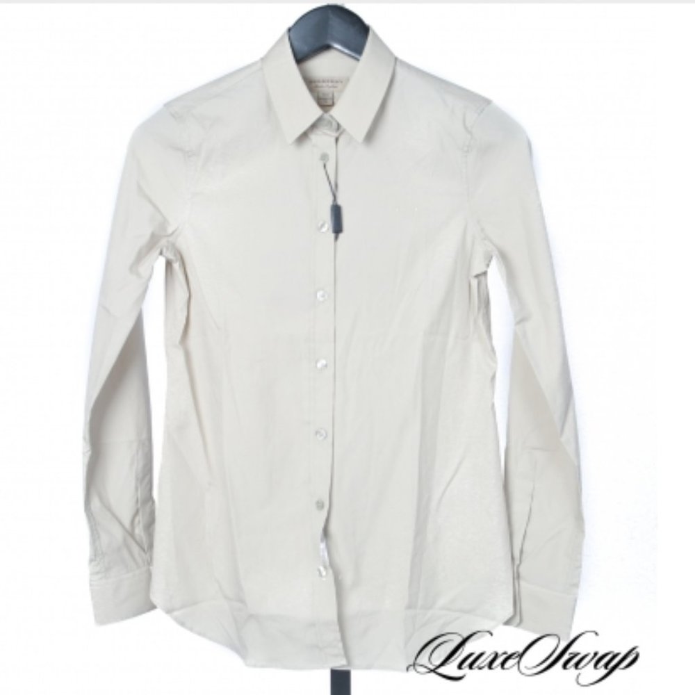 NWT Burberry London Poplin Stretch Fitted Shirt